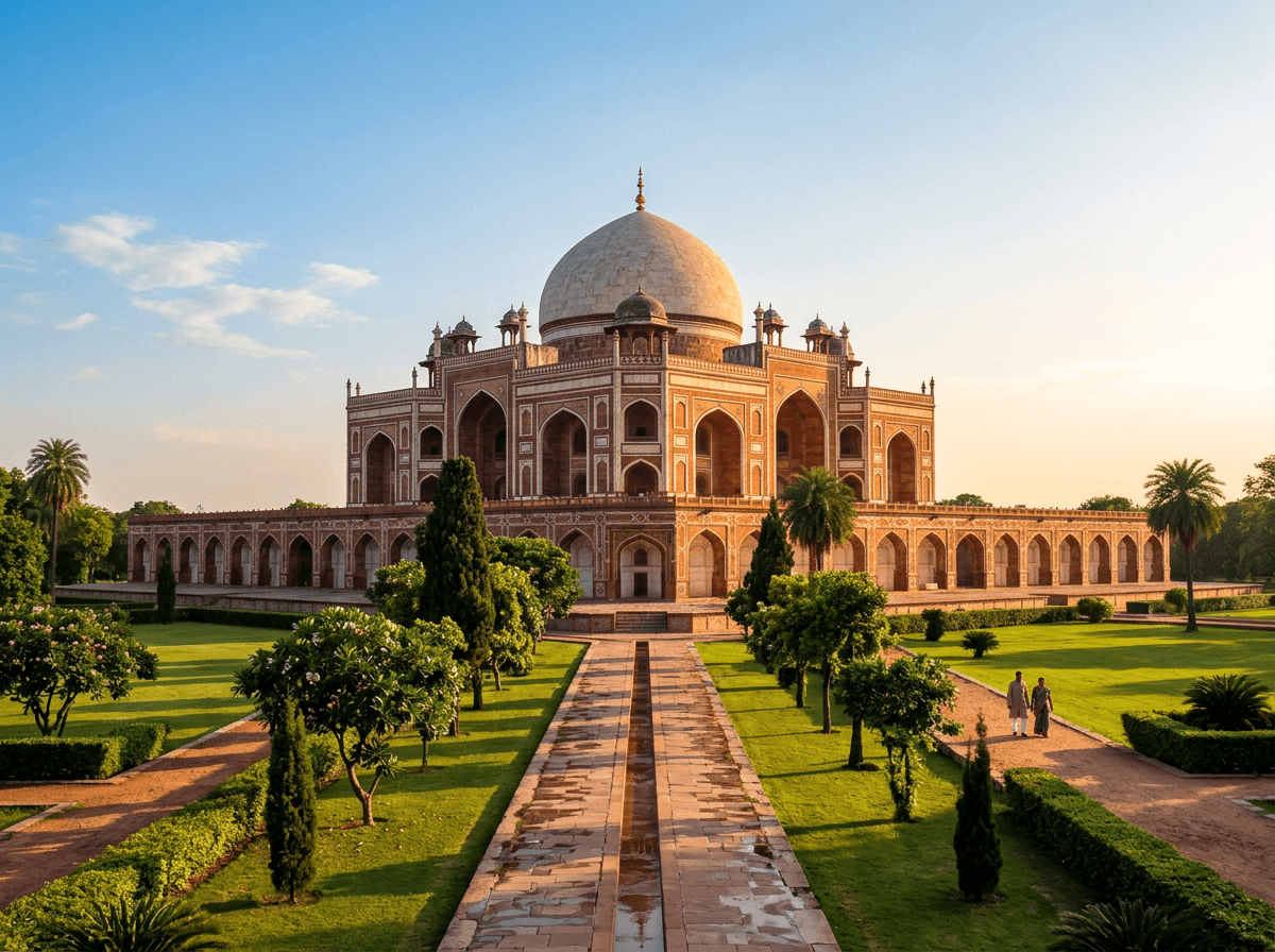 Humayun’s Tomb in Delhi glowing in late afternoon light